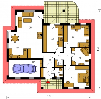 Plan de sol du rez-de-chaussée - BUNGALOW 92